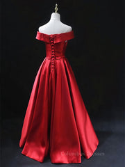 Prom Dresses For Sale, Off the Shoulder Red Long Prom Dresses, Red Off Shoulder Long Formal Evening Dresses