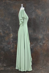 One Shoulder Chiffon Bridesmaid Dress With Slit