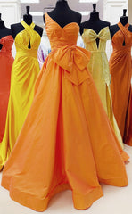 One Shoulder Long Prom Dresses with Bow