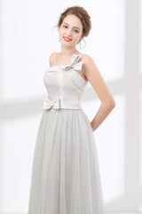 Elegant Dress Classy, One Shoulder Soft Gray Floor Length Prom Dresses