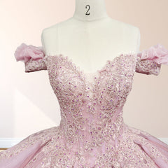 Pink Ball Gown Off the Shoulder Quinceanera Dresses