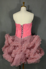 Pink Homecoming Dresses Sweetheart Neck Short Prom Dresses A Line Party Dress with Feather