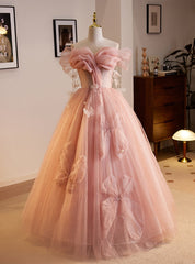 Pink Tulle Off the Shoulder Pleats Quinceanera Dress