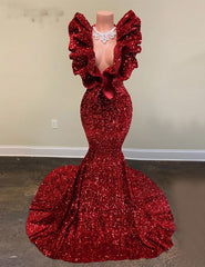 Party Dresses Long Sleeve, Red Prom Dresses, Deep V Neck Prom Dresses, Mermaid Evening Dresses, Cheap Evening Dress, Red Prom Dresses, Sparkly Evening Dress, New Arrival Evening Dress