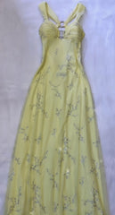 Pretty A Line Straps Yellow Chiffon Prom Dresses Long Evening Gowns