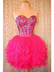 Bridesmaid Dress Blush, New Arrival Short Beading Beauty Sweetheart Real Made Real Made Homecoming Dresses