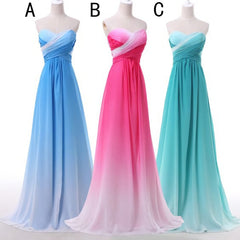 Bridesmaid Dresses Blushes, Pretty Pink Sweetheart Long Gradient Chiffon Elegant Prom Dresses