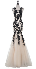 Design Dress, Champagne Sleeveless Mermaid Appliques Evening Dressses