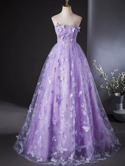 Purple Lovely Long Lace Sweet 16 Dress, Purple Lace Prom Dress Party Dress