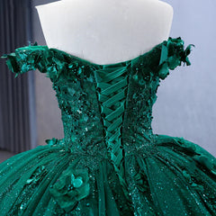 Quinceanera Dress Appliques Dark Green Evening Dresses Sweetheart Sleeveless Ball Gown