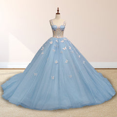 Quinceanera Dresses Spaghetti Straps Beading with 3D Butterfly Appliques