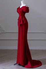 Red Satin Sweetheart Straps Long Formal Dress Red Long Prom Dress