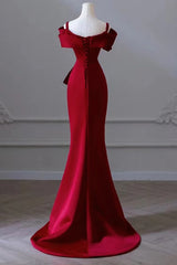 Red Satin Sweetheart Straps Long Formal Dress Red Long Prom Dress