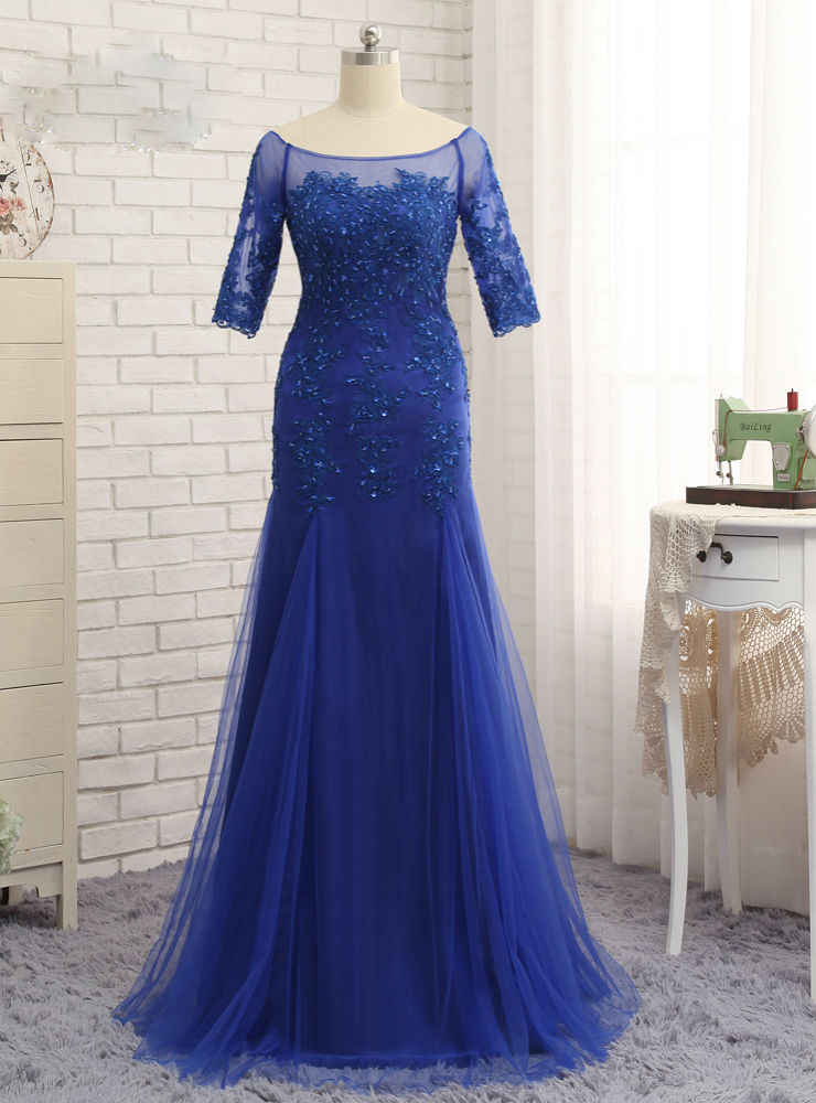 Royal Blue Mermaid Half Sleeves Mother Of The Bride Dresses