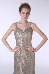 Club Dress, Sequins Mermaid Spaghetti Straps Sleeveless Prom Dresses