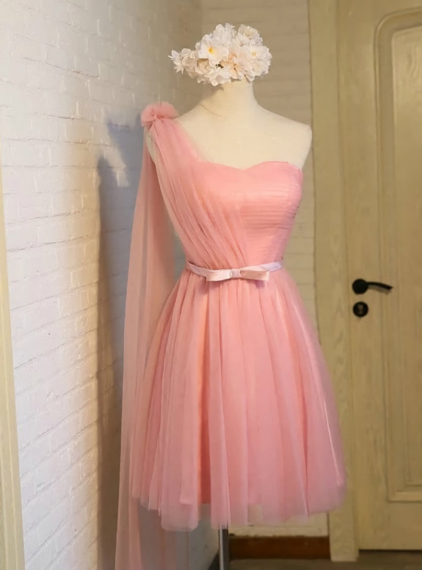 Sexy Women One Shoulder Homecoming Dresses Pink Short Prom Party Cocktail Dresses