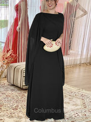 Bridesmaid Dress Modest, Sheath/Column Scoop Floor-Length Chiffon Mother of the Bride Dresses With Ruffles