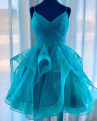 Prom Dresses Aesthetic, Shiny V Neck Short Blue Green White Prom Dresses, Shiny Short V Neck Formal Homecoming Dresses