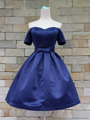 Homecoming Dresses Silk, Short Sleeves Short Prom Dresses, Short Sleeves Short Formal Homecoming Graduation Dresses