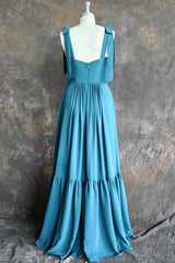 Simple A Line Long Bridesmaid Dress with Pleated Prom Dress