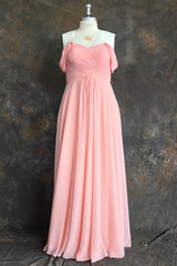 Simple Long A-line Chiffon Sweetheart Chiffon Bridesmaid Dresses