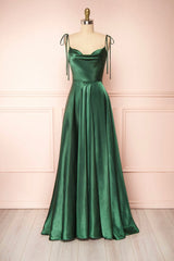 Prom Dresses Around Me, Simple Satin Long A-Line Prom Dress, Spaghetti Straps Evening Dress