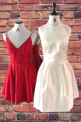 Evening Dress Prom, Simple Short Red Homecoming Dresses,Cocktail Dresses Classy