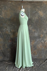 Simple V-Neck Chiffon A-line Floor-Length Long Bridesmaid Dresses