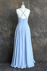 Sky Blue Chiffon Long Bridesmaid Dress