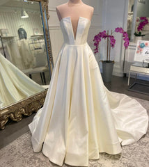 Strapless A-line Satin Wedding Dress