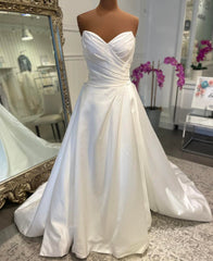 Strapless A-line Satin Wedding Dress