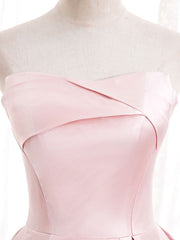 Party Dress Names, Strapless Pink Satin Prom Dresses, Pink Satin Long Formal Evening Dresses