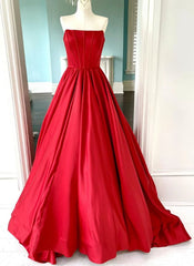 Strapless Red Long Prom Dress