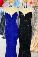 Strapless Sequins Black Mermaid Prom Dress