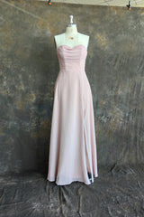 Strapless Sweetheart Bridesmaid Dress Neck A-line Chiffon Maxi Dresses