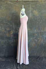 Strapless Sweetheart Bridesmaid Dress Neck A-line Chiffon Maxi Dresses