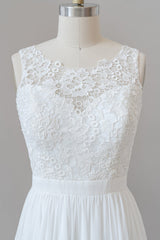 Wedding Dress For Short Brides, Straps Lace A-line Boho Wedding Dress