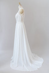 Wedding Dresses For Short Brides, Straps Lace A-line Boho Wedding Dress