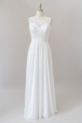 Wedding Dresses For Shorter Brides, Straps Lace A-line Boho Wedding Dress