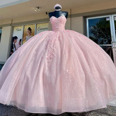 Sweetheart Light Pink Quinceanera Dresses Ball Gown Birthday Party Dress