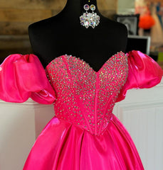 Sweetheart Neck Ball Gown Long Prom Dress with Beading