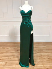 Bridesmaids Dress Shopping, Sweetheart Neck Green Mermaid Long Prom Dresses, Green Long Formal Evening Dresses