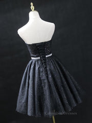 Prom Dress Gowns, Sweetheart Neck Short Black Prom Dresses, Little Black Formal Evening Graduation Dresses