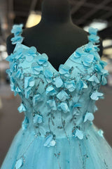 Tiffany Blue 3D Floral Lace Sweetheart Backless A-Line Short Party Dress