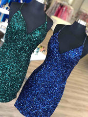 Evening Dress Shops Near Me, Tight Dark Green Sequins Party Dress Bodycon Dresses