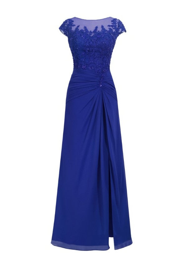 Trendy A-Line Cap Sleeve Appliques Beading Floor-Length Mother Dress