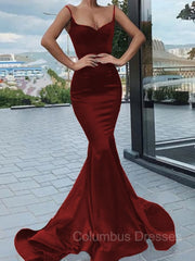 Wedding Inspiration, Trumpet/Mermaid Sweetheart Sweep Train Elastic Woven Satin Prom Dresses