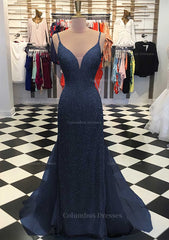 Bridesmaid Dress Designers, Trumpet/Mermaid V Neck Sleeveless Court Train Lace Tulle Prom Dress