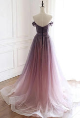 Party Dress Mini, Tulle Gradient Long Formal Gown, A-line Floor Length Party Dress