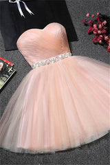 Tulle Ruffles Pink Homecoming Dress Sweetheart Short Hoco Dress